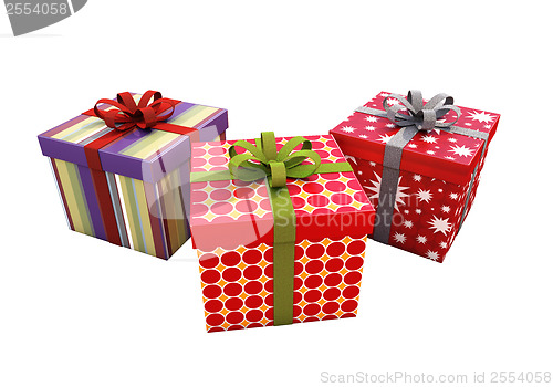 Image of Gifts with ribbons isolated