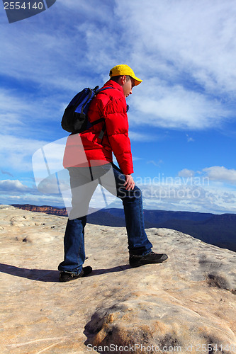 Image of Mountain hiker top of mountain