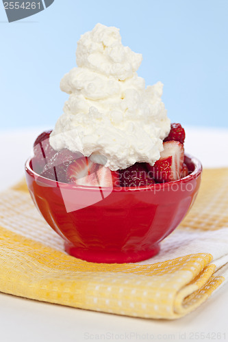 Image of Fresh strawberries with whipped cream