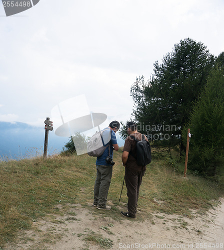 Image of Tourists looking to a map