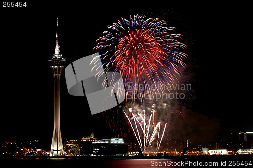 Image of Celebration of New Year with fireworks