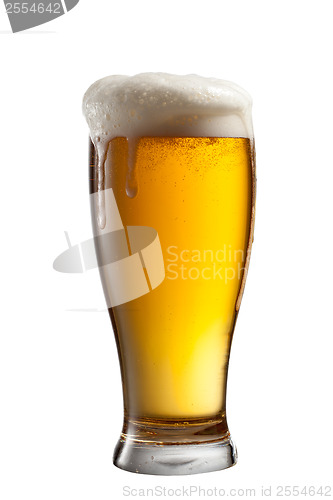 Image of Beer in glass isolated on white background