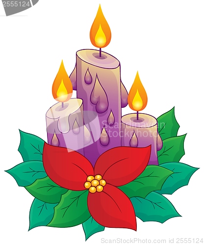 Image of Christmas candle with flower