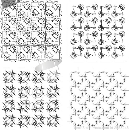 Image of Set of monochrome geometric seamless patterns