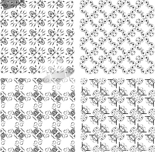 Image of Set of monochrome geometric seamless patterns, backgrounds collection