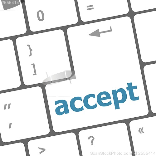 Image of accept on computer keyboard key enter button