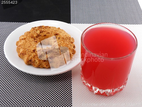 Image of sweet cake with fresh cherry juice