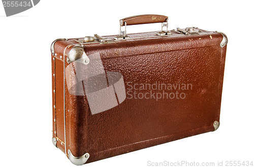 Image of Old cardboard suitcase, isolated on white