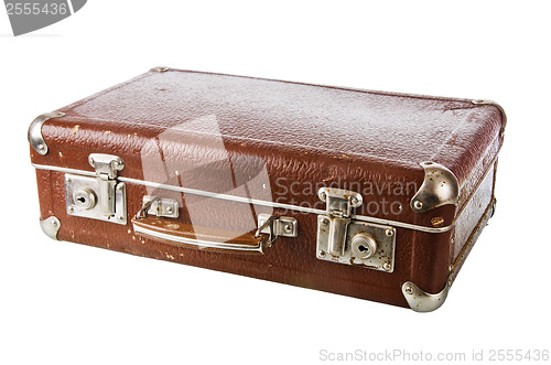 Image of Old cardboard suitcase, isolated on white