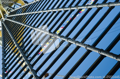 Image of The ropes braided in bays on an ancient sailing vessel