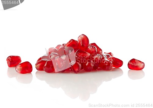 Image of pomegranate seeds on a white background