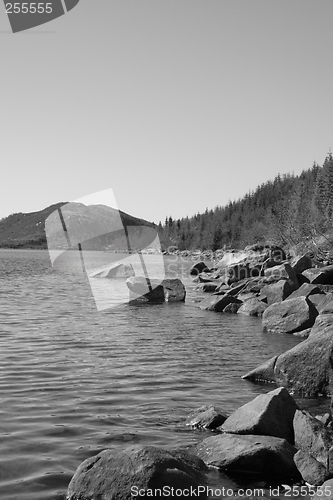 Image of Rocks and water in B/W