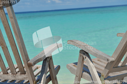 Image of tropical beach chairs