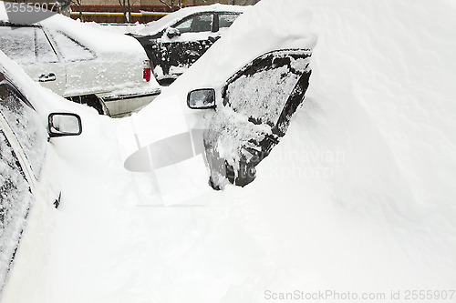 Image of Cars Covered with Snow