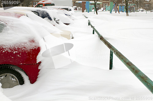 Image of Cars Covered with Snow