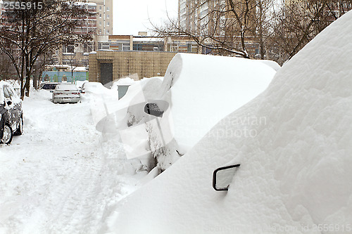 Image of Cars Covered with Snow