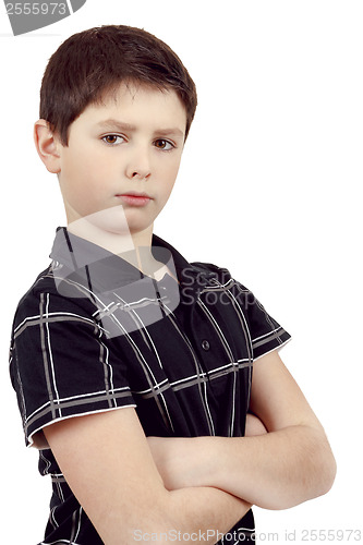 Image of pensive young boy isolated on white background
