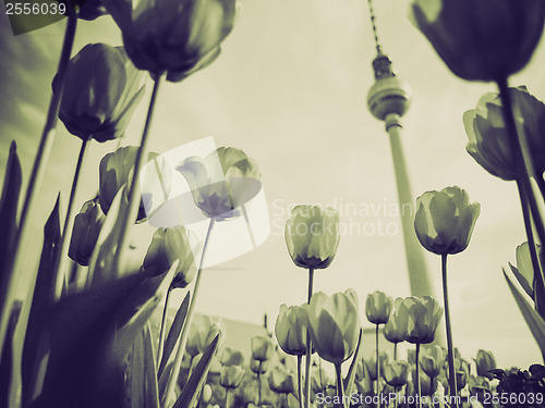 Image of Vintage sepia TV Tower, Berlin