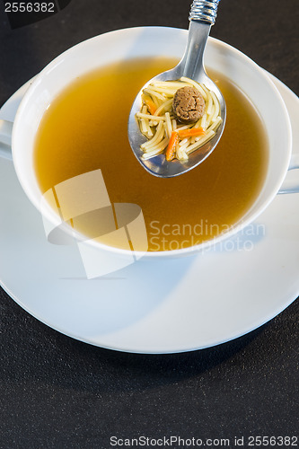 Image of noddle soup with beef balls