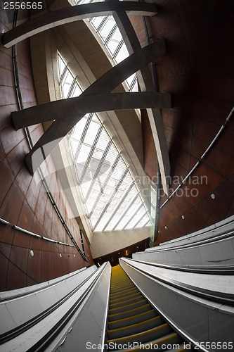 Image of Moving escalator in the business center