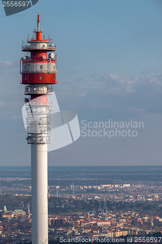 Image of Large Communication tower against sky