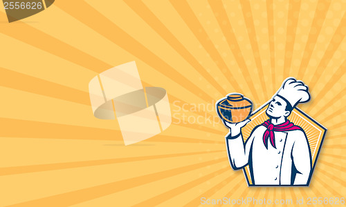 Image of Chef Cook Holding Pot Retro