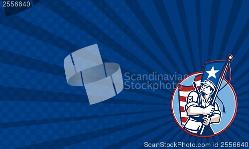 Image of American Patriot Serviceman Soldier Flag Retro