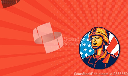 Image of American Serviceman Soldier Flag Retro