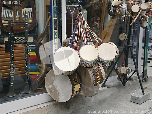 Image of Souvenir drums in Istanbul shop