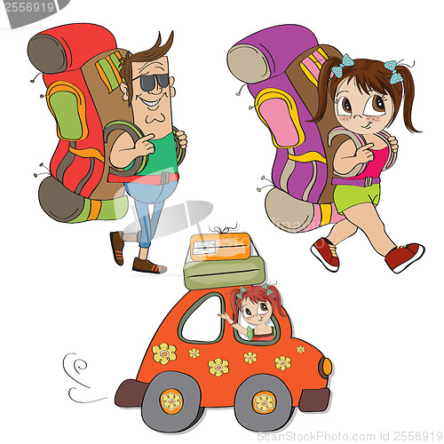 Image of tourists items set isolatd on white background