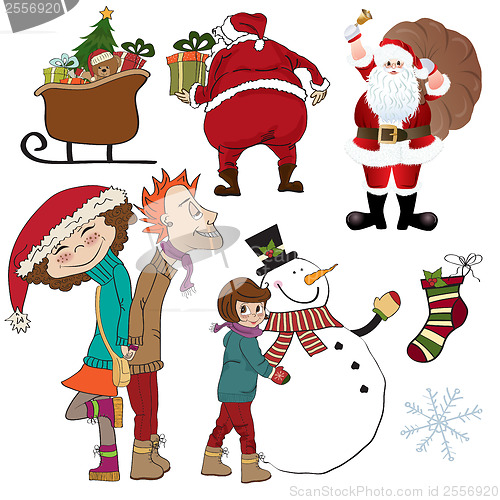 Image of Christmas items set isolated on white background