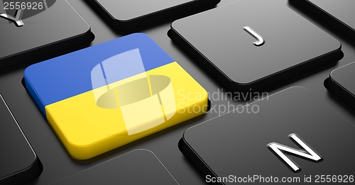 Image of Ukraine - Flag on Button of Black Keyboard.