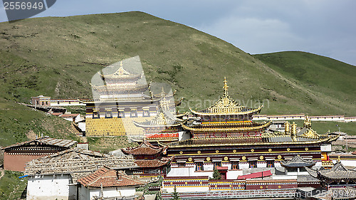 Image of Golden roof of Langmusi temple , sichuan