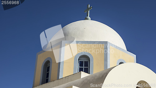 Image of White church and blue sky, Santorini