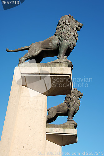 Image of Lion statues at Stone Bridge in Zaragoza