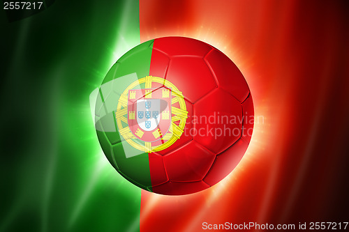 Image of Soccer football ball with Portugal flag