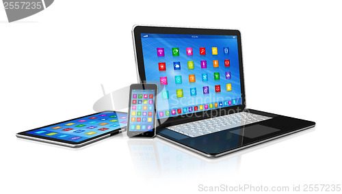 Image of Smartphone, Digital Tablet Computer and Laptop