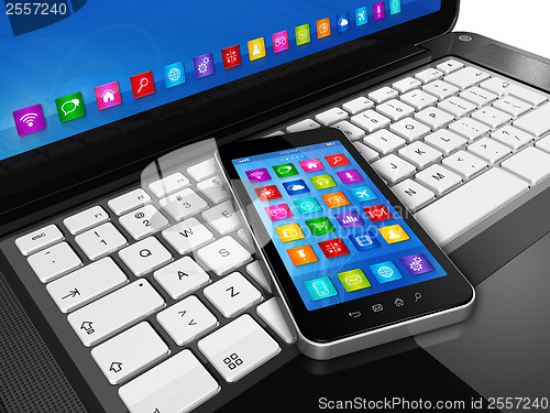 Image of Smartphone on Laptop