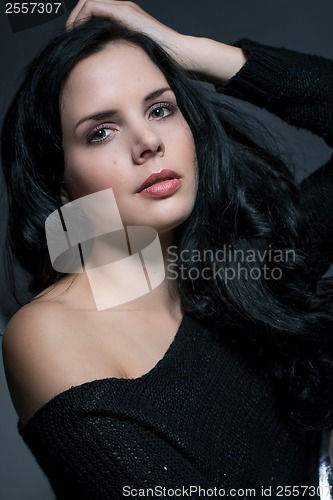 Image of Dark moody portrait of a brunette beauty