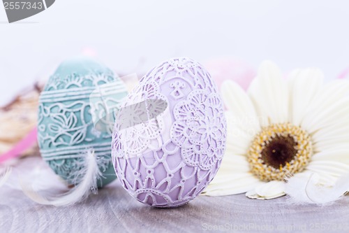 Image of beautiful easter egg decoration colorfull eggs seasonal pastel 