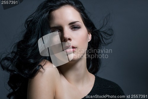 Image of Dark moody portrait of a brunette beauty