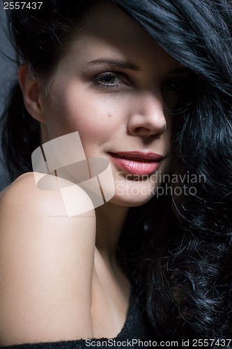 Image of Dark moody portrait of a brunette beauty