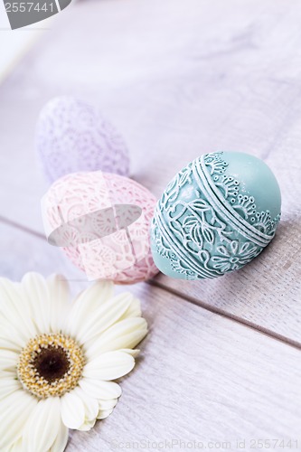 Image of beautiful easter egg decoration colorfull eggs seasonal pastel 