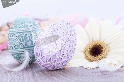 Image of beautiful easter egg decoration colorfull eggs seasonal pastel 