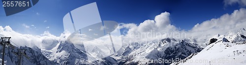 Image of Panoramic view on ski slope in nice sun day