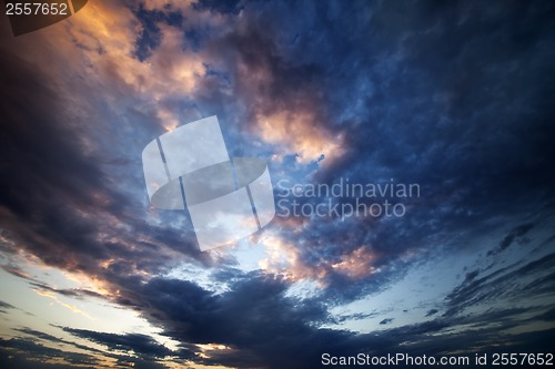 Image of Multicolor fiery sunset sky at summer