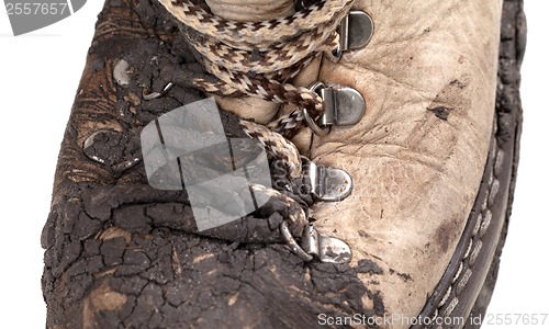 Image of Part of old dirty trekking boot