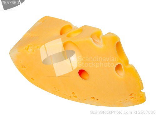 Image of Piece of cheese on white background