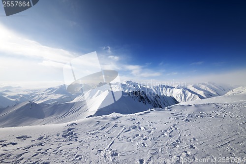 Image of Snowy mountains at nice day