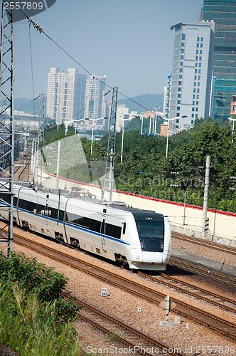 Image of Train running on rail